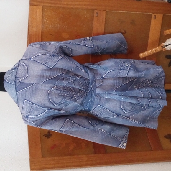 VTG 60’s Belted Patchwork Denim Jacket - Picture 10 of 16